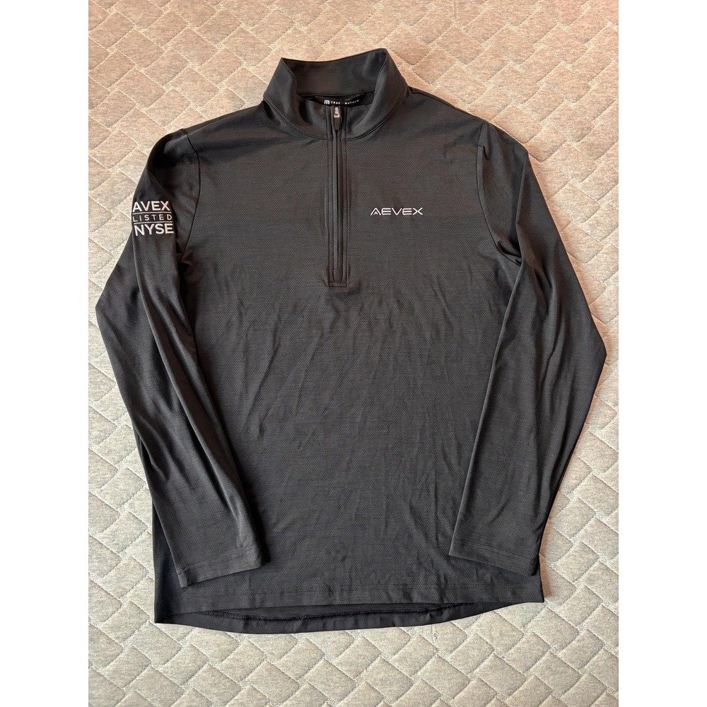 Travis Mathew Pullover Mens Medium Black Onward Qtr Zip Golf Performance Top